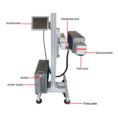 Flying 30w 20w Fiber Laser Marking Machine Engraver For Date QR Code